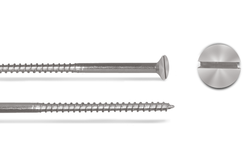 SS Csk Slotted Wood Screw
