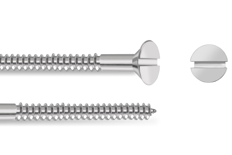 SS CSK Slotted Wood Screw